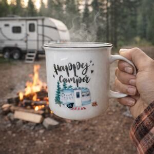 Happy Camper Camping Coffee Mug RV Campfire Cup